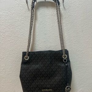 Michael Kors Black and Silver Chain Shoulder Bag